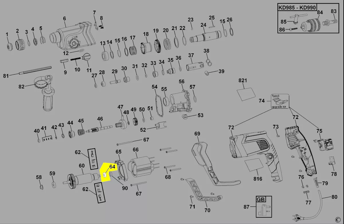 roulement à bille rotor réf. 90553593 Black & Decker